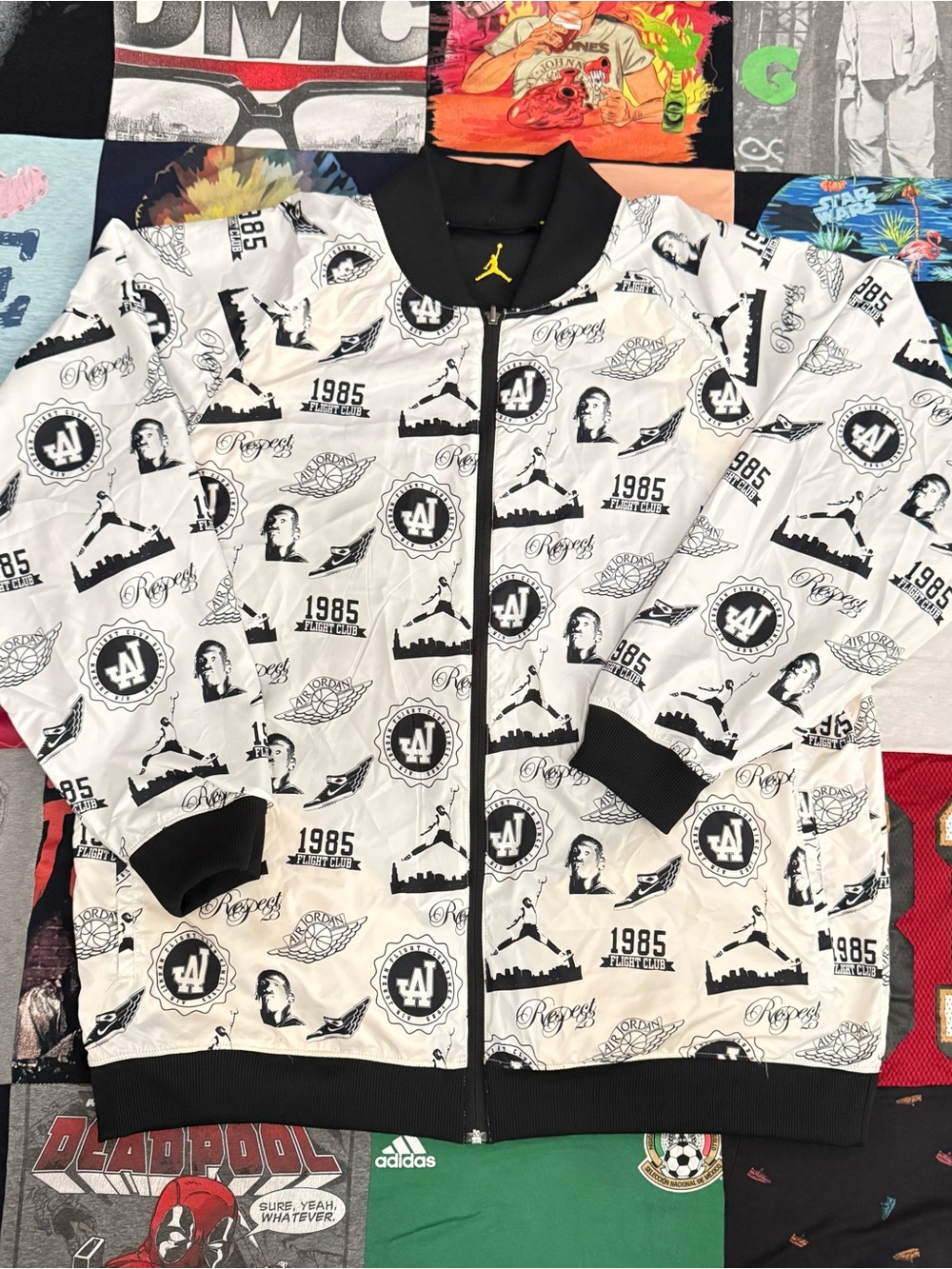 Air Jordan 1985 Flight Club Reversible Jacket 3XL Black Yellow Full Zip